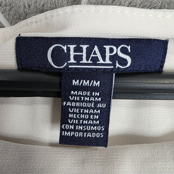 Womens Chaps White & Navy Colorblock Sheath Dress Short Sleeve Polyester Size M - Picture 3 of 8